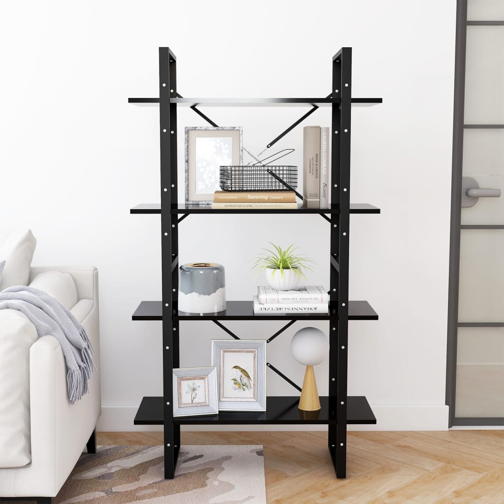 Bücherregal 4 Fächer Schwarz 80x30x140 cm Holzwerkstoff - Pazzar.ch