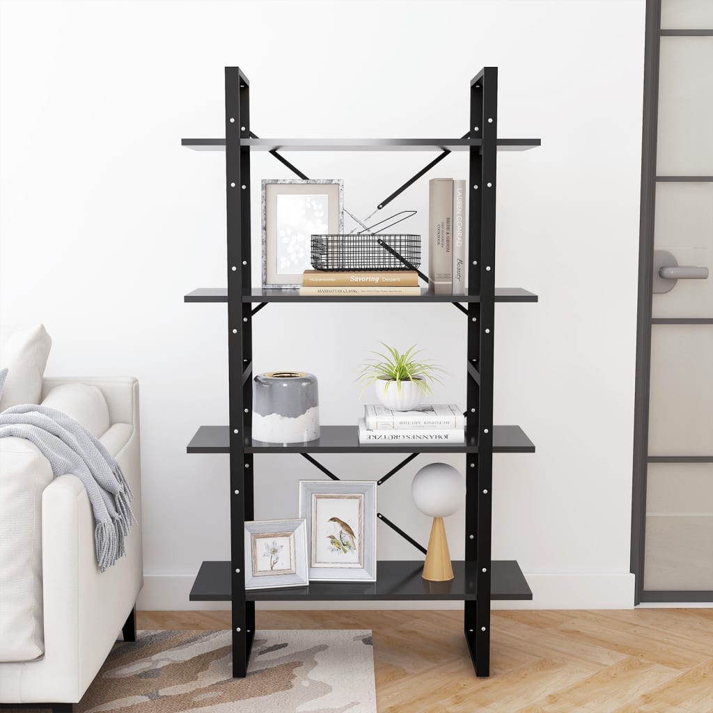 Bücherregal 4 Fächer Grau 80x30x140 cm Holzwerkstoff - Pazzar.ch