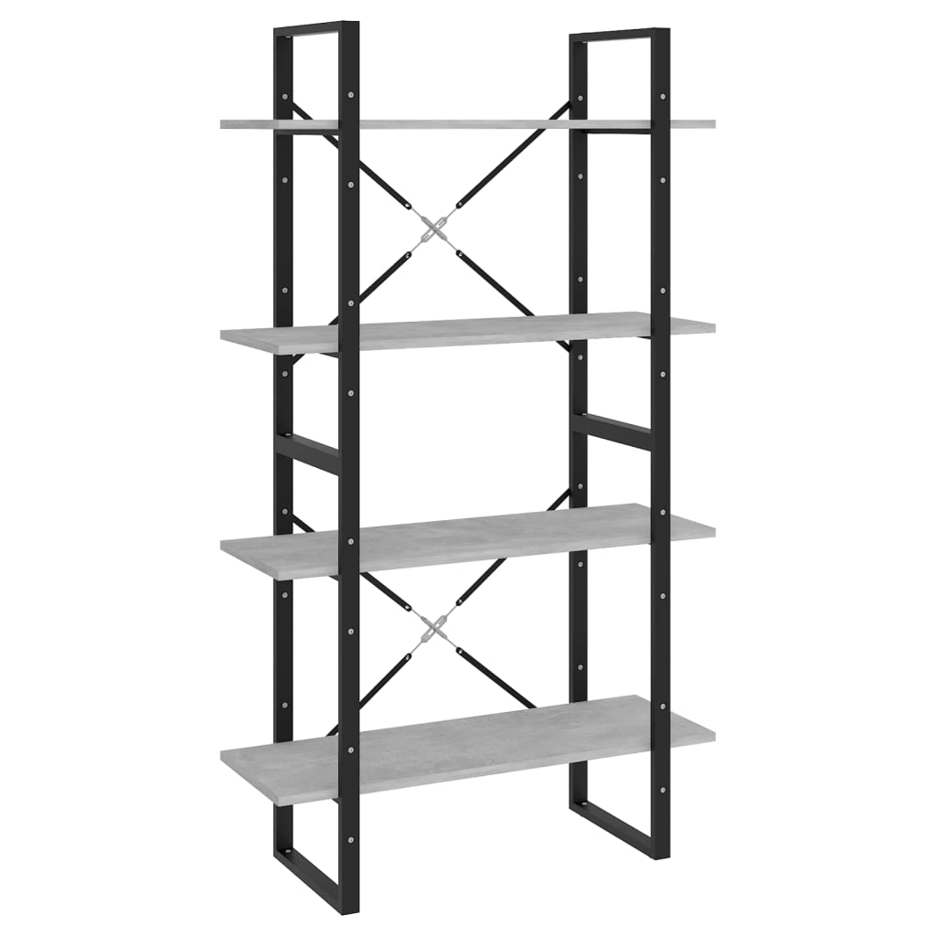Bücherregal 4 Fächer Betongrau 80x30x140 cm Holzwerkstoff - Pazzar.ch