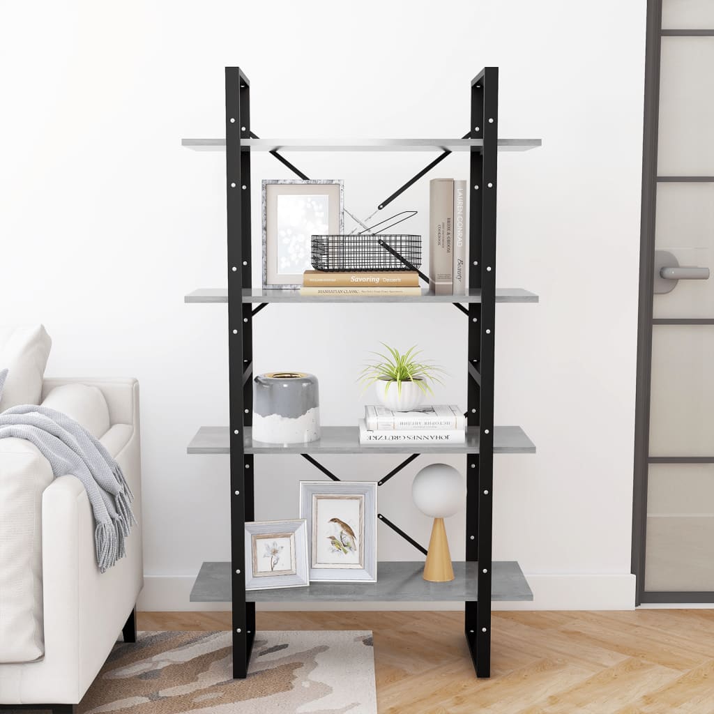 Bücherregal 4 Fächer Betongrau 80x30x140 cm Holzwerkstoff - Pazzar.ch