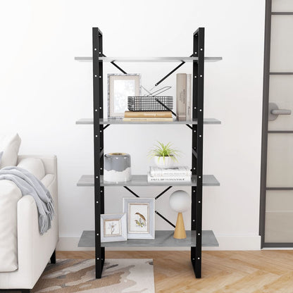 Bücherregal 4 Fächer Betongrau 80x30x140 cm Holzwerkstoff - Pazzar.ch