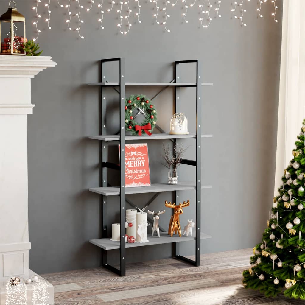 Bücherregal 4 Fächer Betongrau 80x30x140 cm Holzwerkstoff - Pazzar.ch