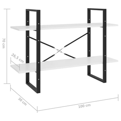 Bücherregal 2 Fächer Weiß 100x30x70 cm Holzwerkstoff - Pazzar.ch