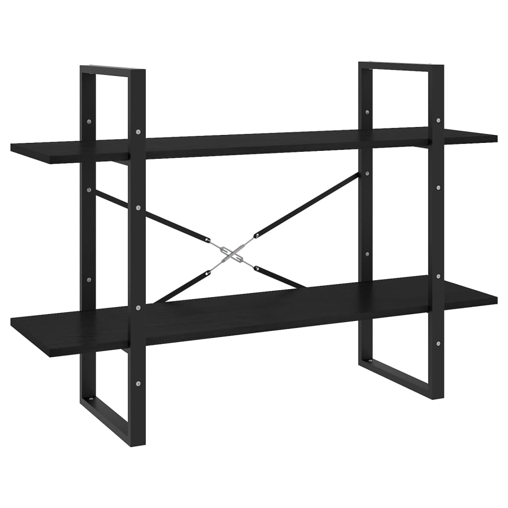 Bücherregal 2 Fächer Schwarz 100x30x70 cm Kiefer Massivholz - Pazzar.ch