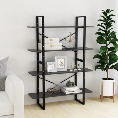 Bücherregal 4 Fächer Grau 100x30x140 cm Holzwerkstoff - Pazzar.ch