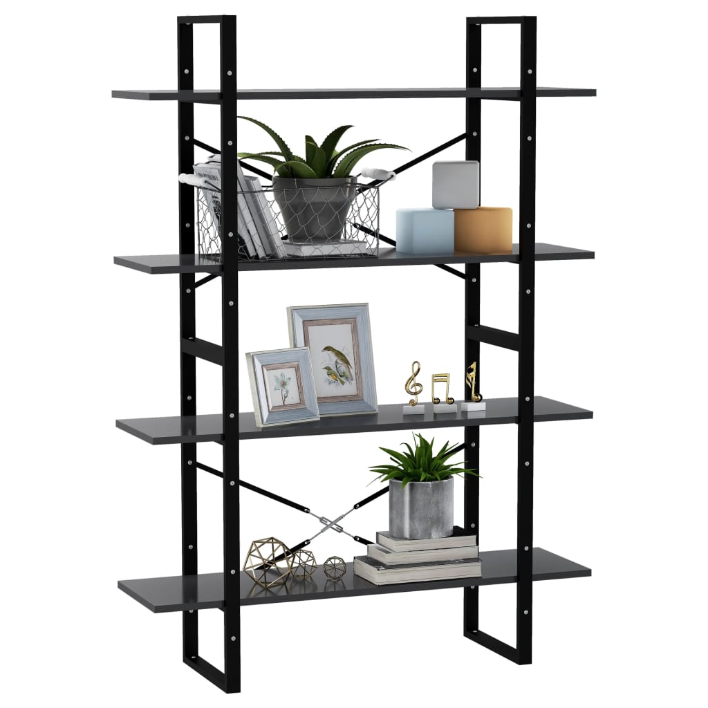 Bücherregal 4 Fächer Grau 100x30x140 cm Holzwerkstoff - Pazzar.ch