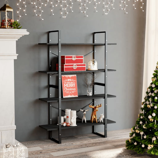Bücherregal 4 Fächer Grau 100x30x140 cm Holzwerkstoff - Pazzar.ch