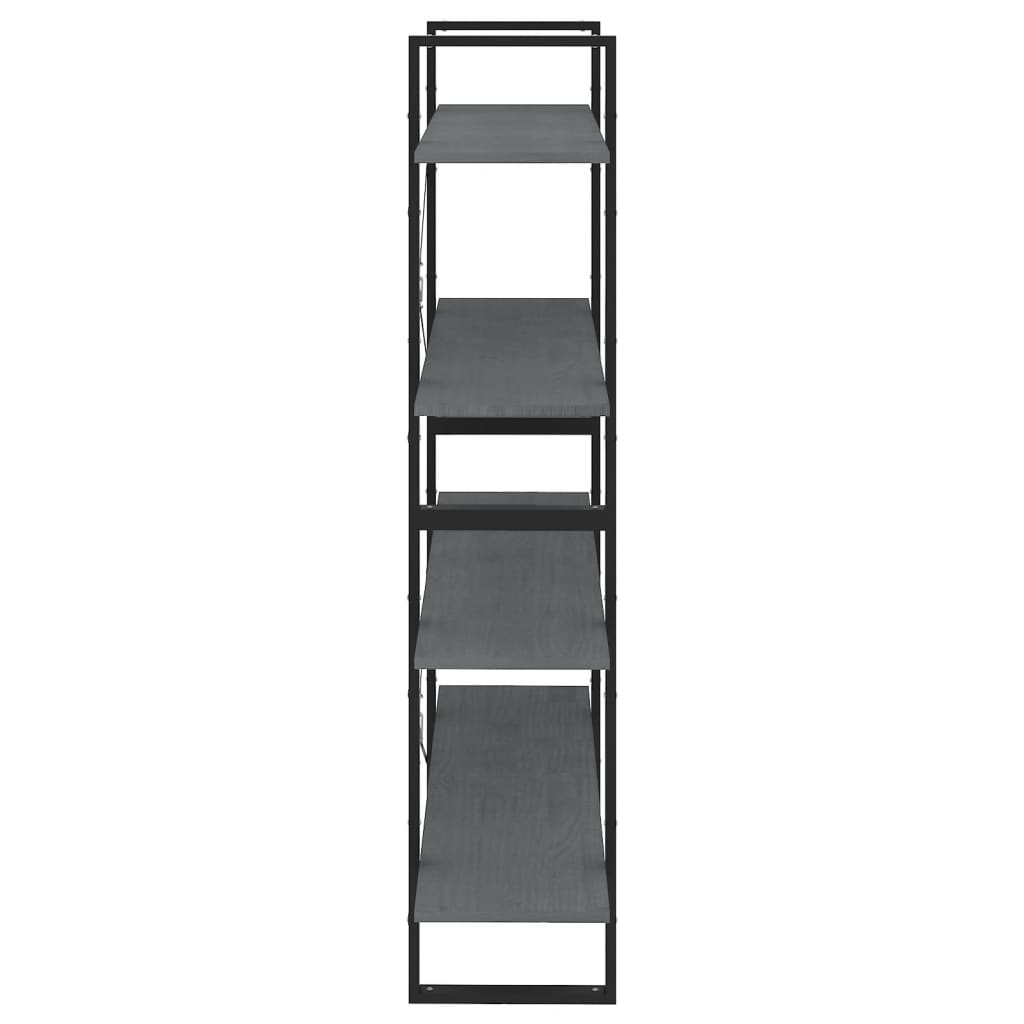 Bücherregal 4 Fächer Grau 100x30x140 cm Kiefer Massivholz - Pazzar.ch