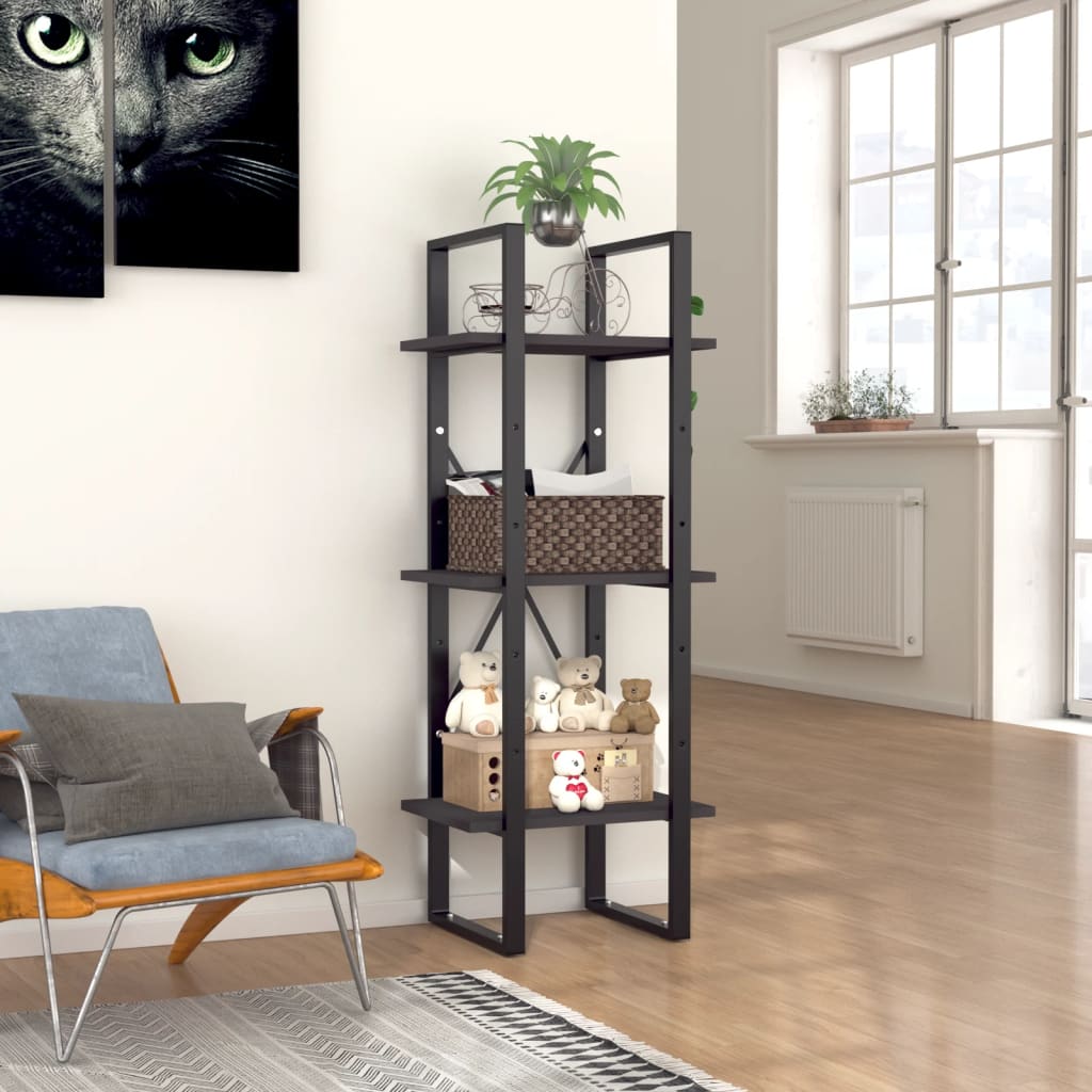 Bücherregal 3 Fächer Grau 40x30x105 cm Holzwerkstoff - Pazzar.ch