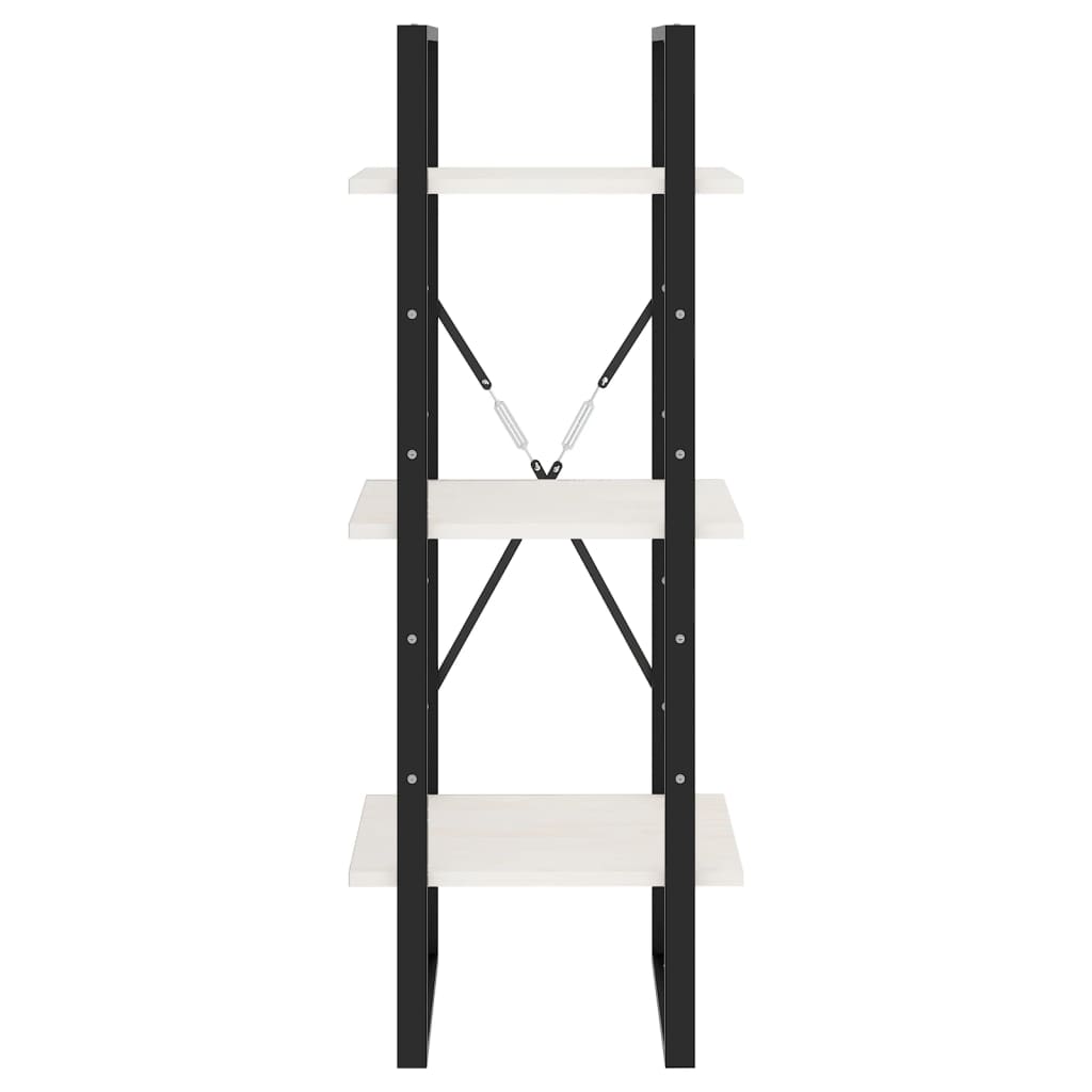 Bücherregal 3 Fächer Weiß 40x30x105 cm Massivholz Kiefer - Pazzar.ch
