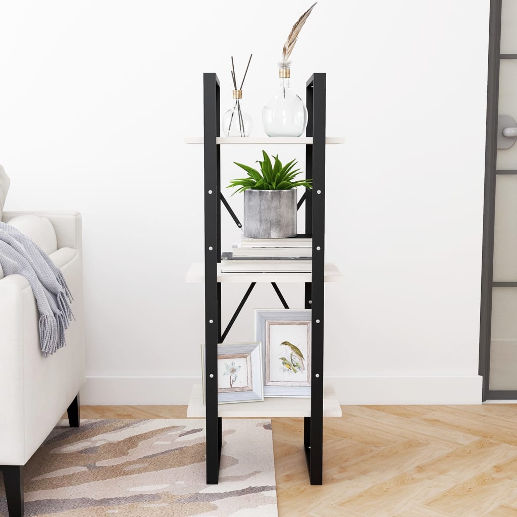 Bücherregal 3 Fächer Weiß 40x30x105 cm Massivholz Kiefer - Pazzar.ch