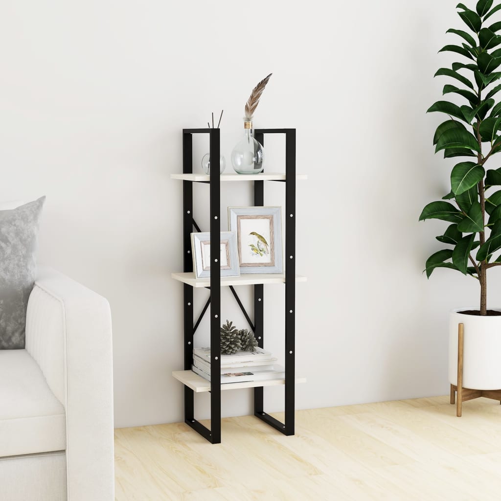 Bücherregal 3 Fächer Weiß 40x30x105 cm Massivholz Kiefer - Pazzar.ch