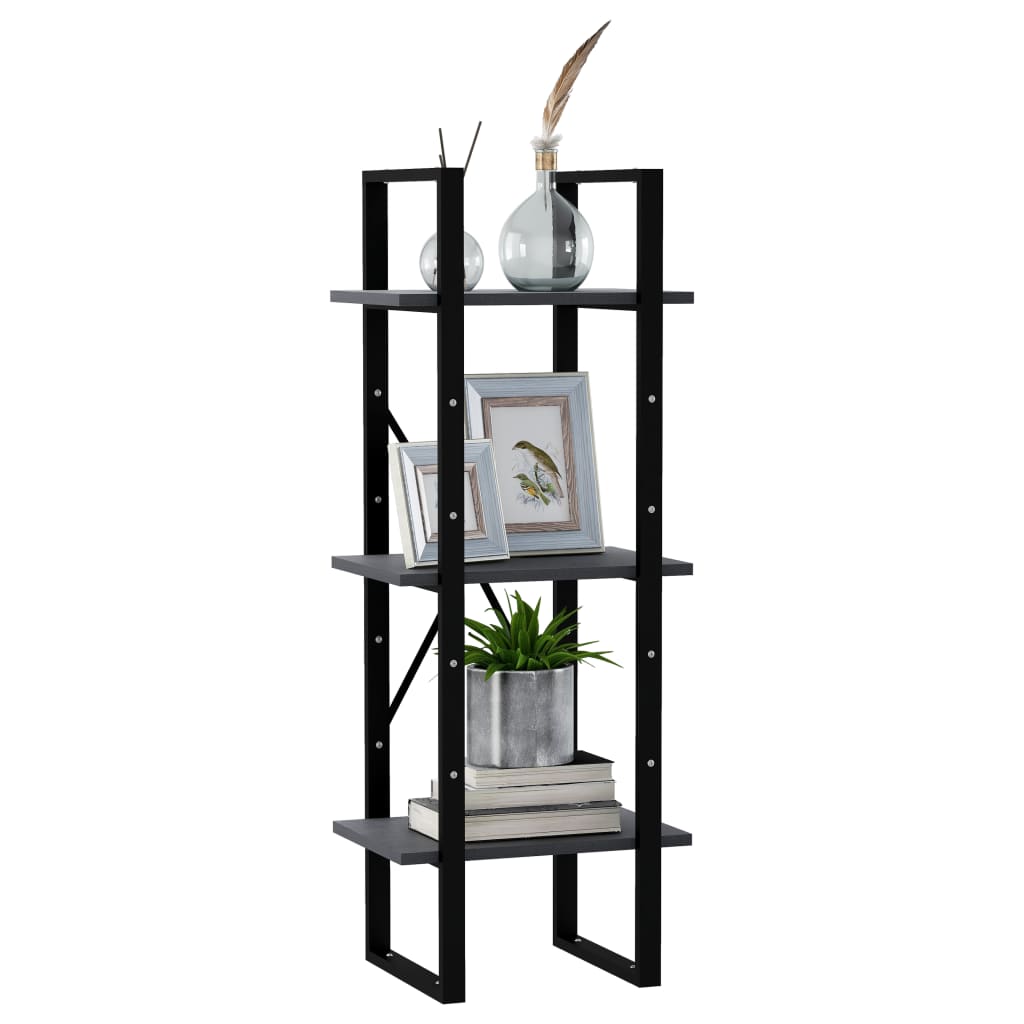 Bücherregal 3 Fächer Grau 40x30x105 cm Massivholz Kiefer - Pazzar.ch