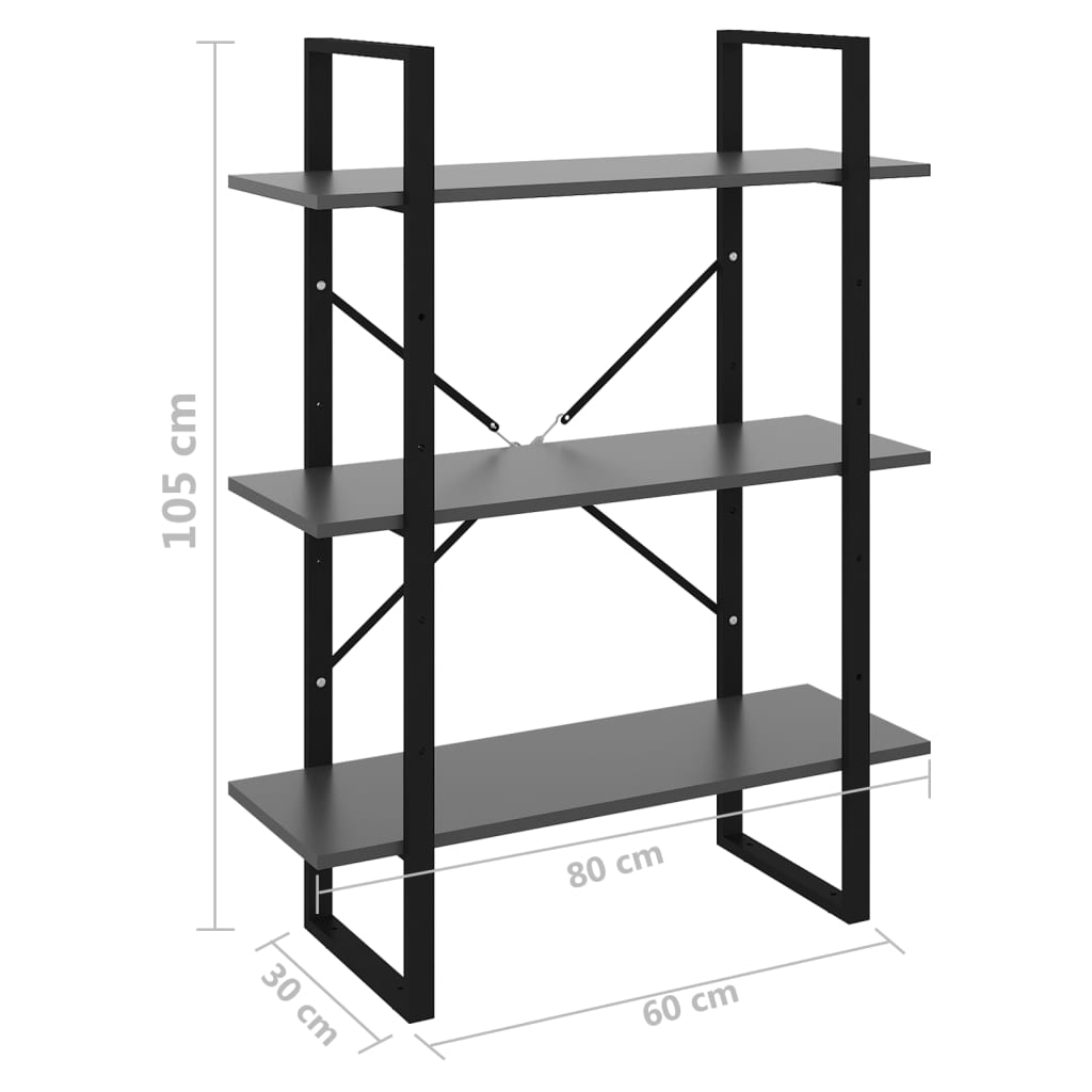 Bücherregal Grau 80x30x105 cm Holzwerkstoff - Pazzar.ch