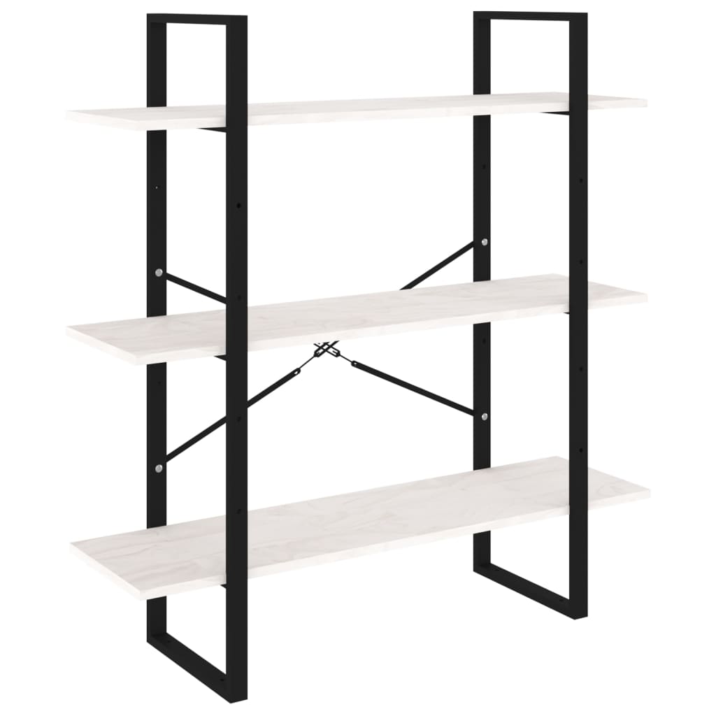 Bücherregal 3 Fächer Weiß 100x30x105 cm Massivholz Kiefer - Pazzar.ch
