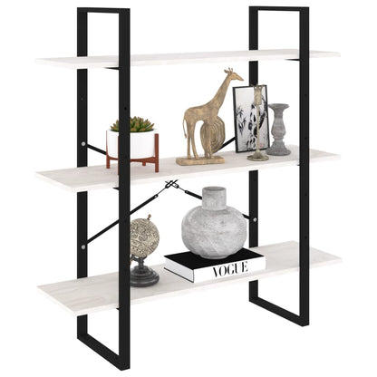 Bücherregal 3 Fächer Weiß 100x30x105 cm Massivholz Kiefer - Pazzar.ch