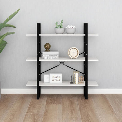 Bücherregal 3 Fächer Weiß 100x30x105 cm Massivholz Kiefer - Pazzar.ch