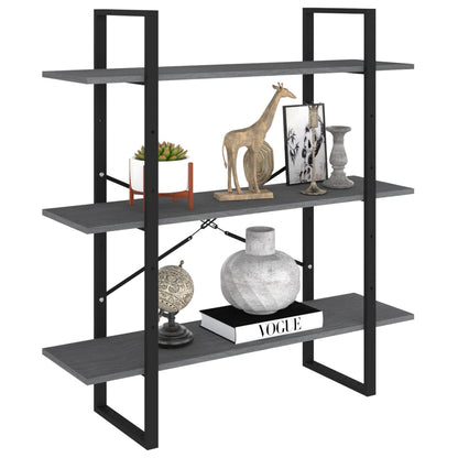 Bücherregal 3 Fächer Grau 100x30x105 cm Massivholz Kiefer - Pazzar.ch