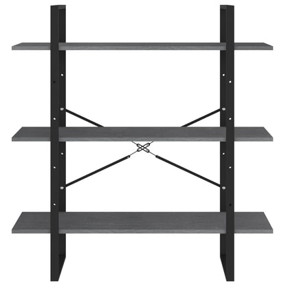 Bücherregal 3 Fächer Grau 100x30x105 cm Massivholz Kiefer - Pazzar.ch