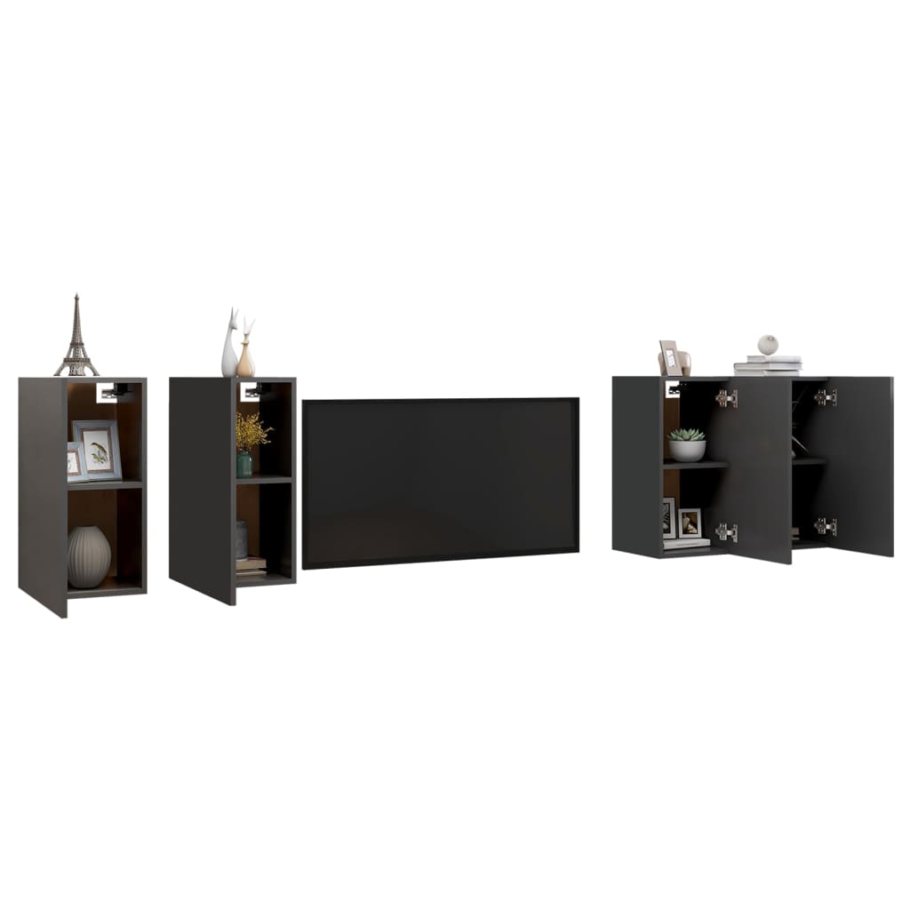 TV-Schränke 4 Stk. Grau 30,5x30x60 cm Holzwerkstoff - Pazzar.ch