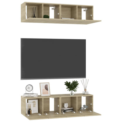 TV-Schränke 4 Stk. Sonoma-Eiche 60x30x30 cm Holzwerkstoff - Pazzar.ch