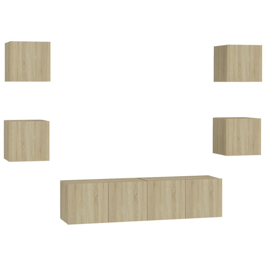 6-tlg. TV-Schrank-Set Sonoma-Eiche Holzwerkstoff - Pazzar.ch