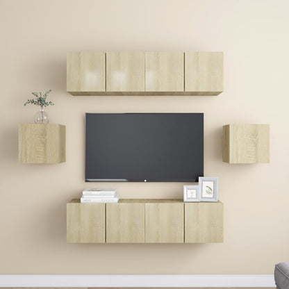 6-tlg. TV-Schrank-Set Sonoma-Eiche Holzwerkstoff - Pazzar.ch