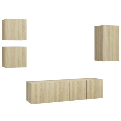 5-tlg. TV-Schrank-Set Sonoma-Eiche Holzwerkstoff - Pazzar.ch