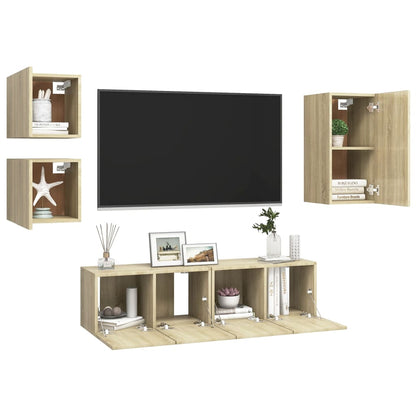 5-tlg. TV-Schrank-Set Sonoma-Eiche Holzwerkstoff - Pazzar.ch