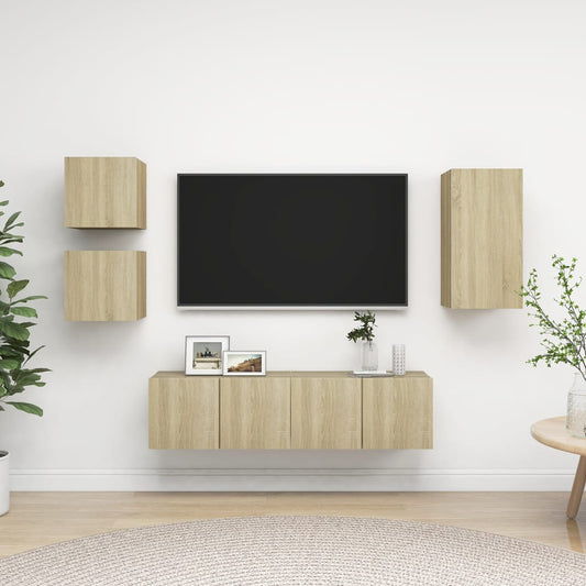5-tlg. TV-Schrank-Set Sonoma-Eiche Holzwerkstoff - Pazzar.ch