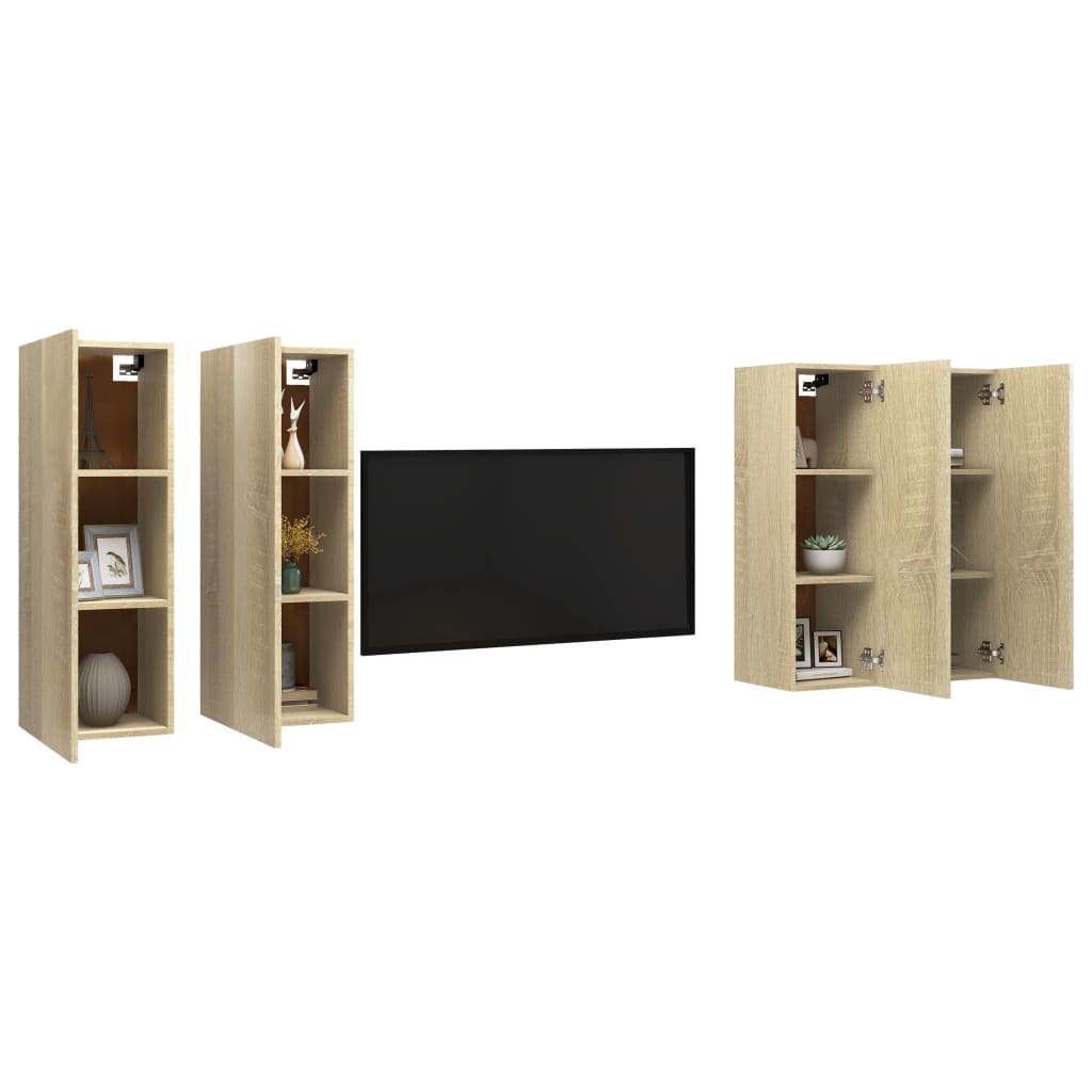TV-Schränke 4 Stk. Sonoma-Eiche 30,5x30x90 cm Holzwerkstoff - Pazzar.ch