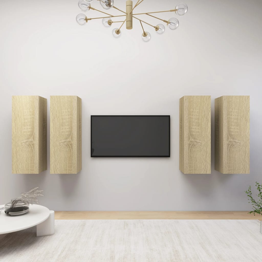 TV-Schränke 4 Stk. Sonoma-Eiche 30,5x30x90 cm Holzwerkstoff - Pazzar.ch