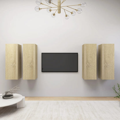 TV-Schränke 4 Stk. Sonoma-Eiche 30,5x30x90 cm Holzwerkstoff - Pazzar.ch