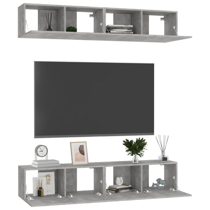 TV-Schränke 4 Stk. Betongrau 80x30x30 cm Holzwerkstoff - Pazzar.ch
