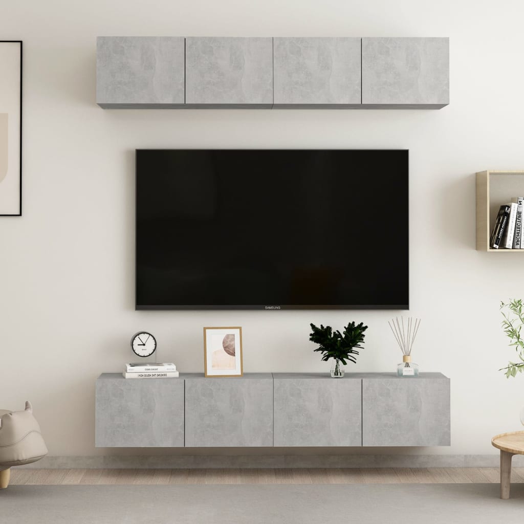 TV-Schränke 4 Stk. Betongrau 80x30x30 cm Holzwerkstoff - Pazzar.ch