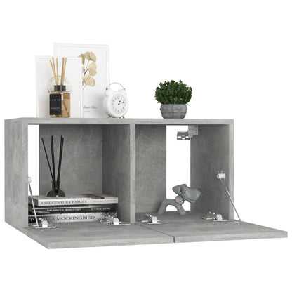 7-tlg. TV-Schrank-Set Betongrau Holzwerkstoff - Pazzar.ch