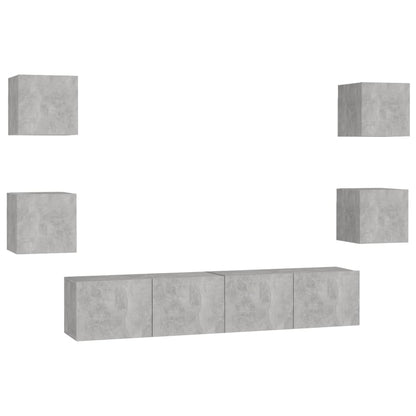 6-tlg. TV-Schrank-Set Betongrau Holzwerkstoff - Pazzar.ch