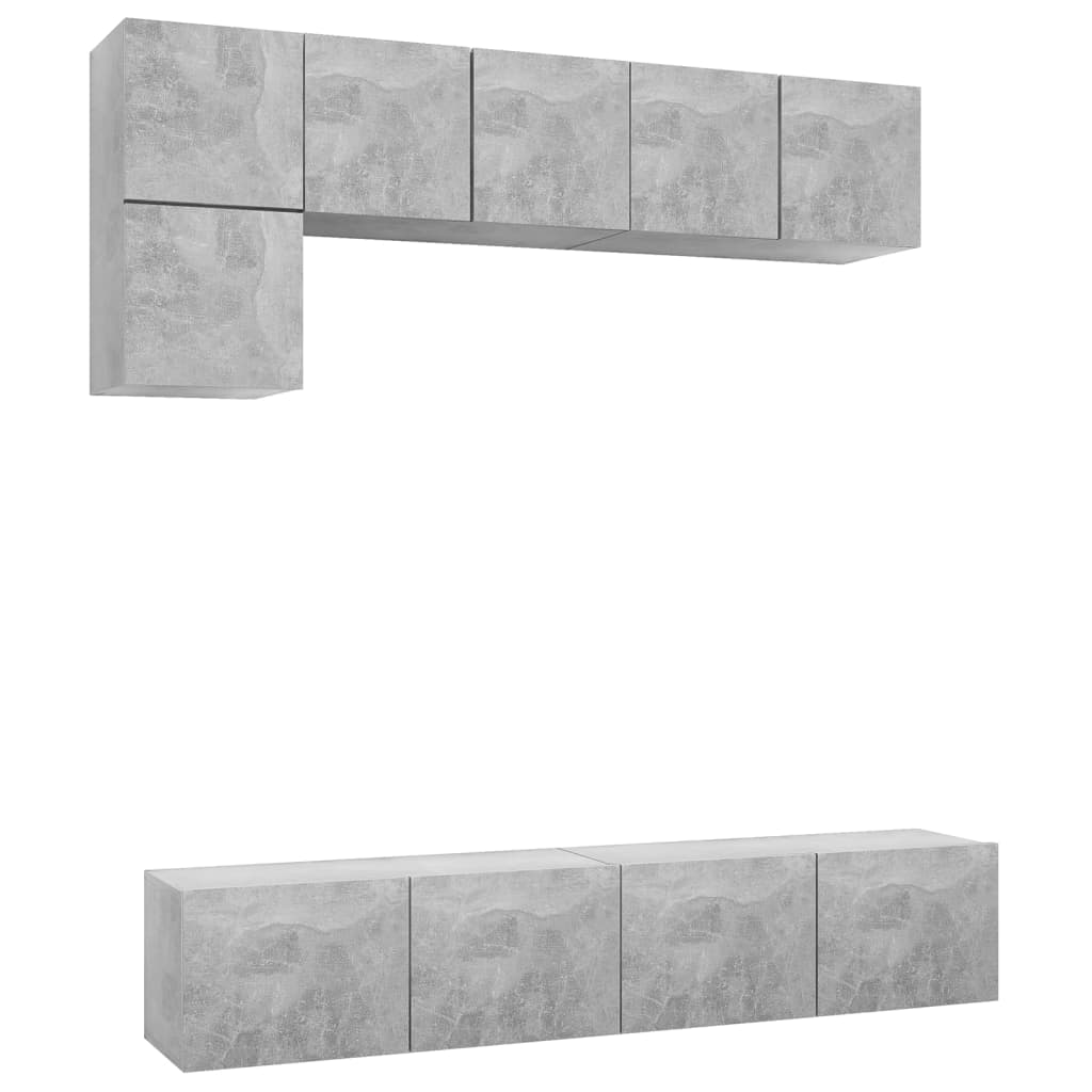5-tlg. TV-Schrank-Set Betongrau Holzwerkstoff - Pazzar.ch