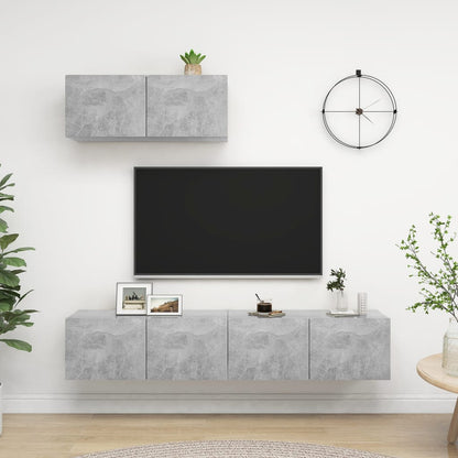 TV-Schränke 3 Stk. Betongrau Holzwerkstoff - Pazzar.ch
