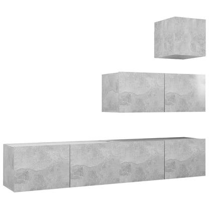 4-tlg. TV-Schrank-Set Betongrau Holzwerkstoff - Pazzar.ch