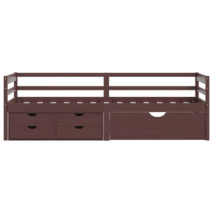 Massivholzbett mit Schubladen Dunkelbraun Kiefer 90x200 cm - Pazzar.ch