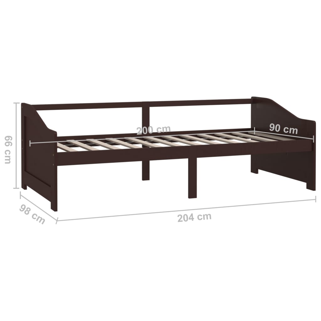 Tagesbett 3-Sitzer Dunkelbraun Massivholz Kiefer 90x200 cm - Pazzar.ch