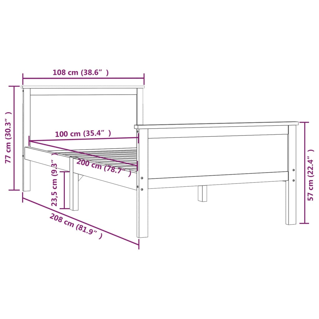 Massivholzbett Honigbraun Kiefernholz 100x200 cm - Pazzar.ch