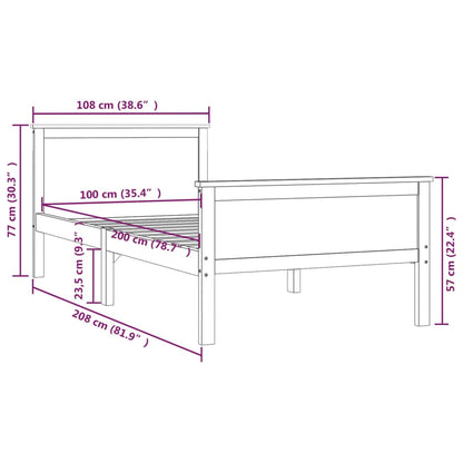 Massivholzbett Honigbraun Kiefernholz 100x200 cm - Pazzar.ch