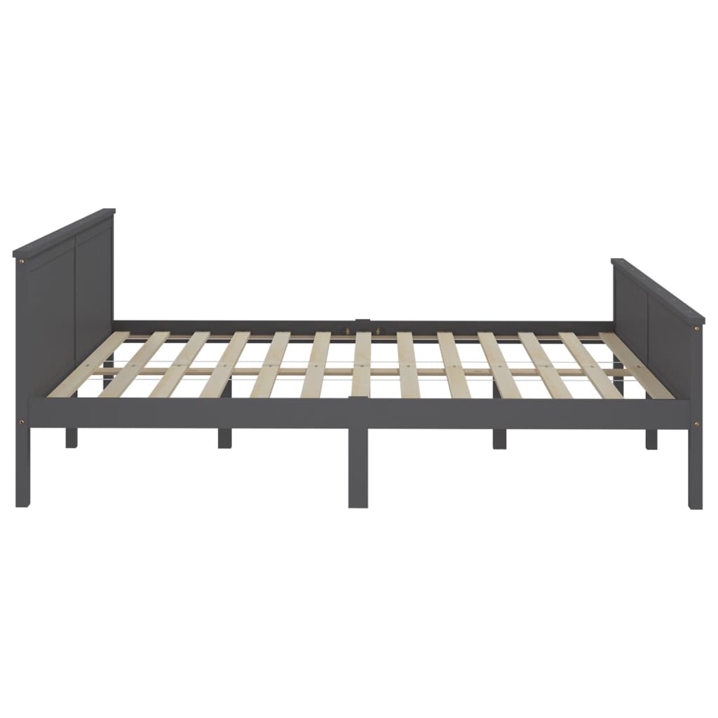 Massivholzbett Grau Kiefer 200x200 cm - Pazzar.ch