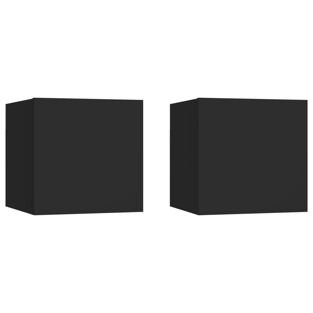 Nachttische 2 Stk. Schwarz 30,5x30x30 cm Holzwerkstoff - Pazzar.ch