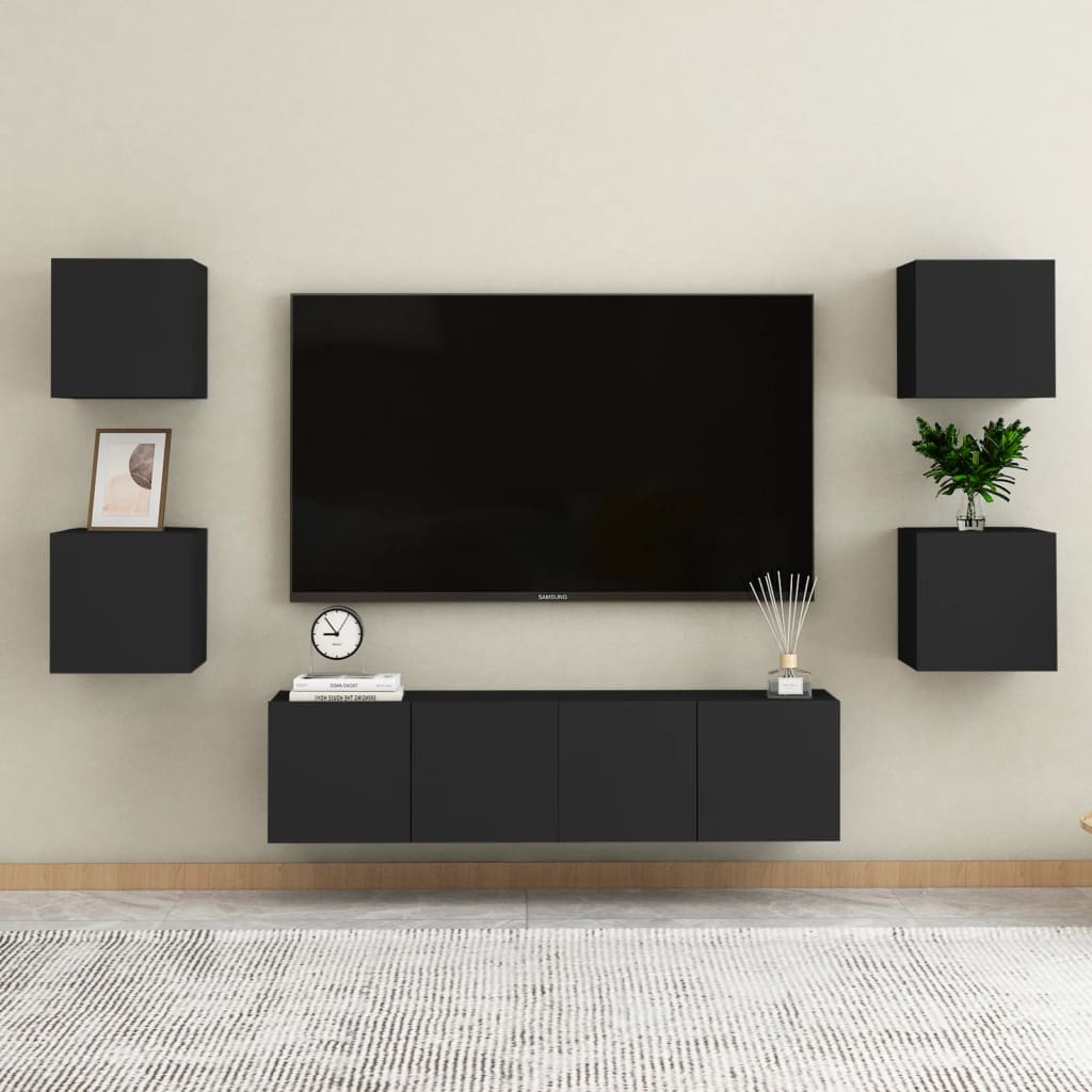 Nachttische 2 Stk. Schwarz 30,5x30x30 cm Holzwerkstoff - Pazzar.ch