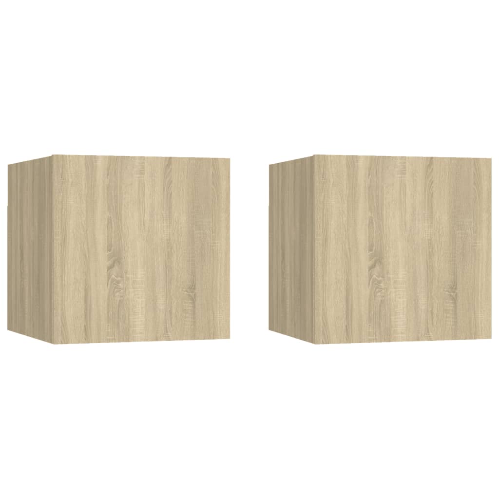 Nachttische 2 Stk. Sonoma-Eiche 30,5x30x30 cm Holzwerkstoff - Pazzar.ch