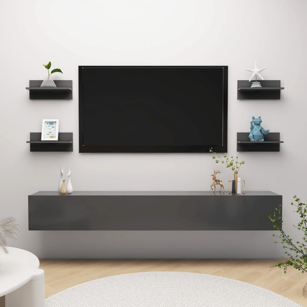 Wandregale 4 Stk. Grau 40x11,5x18 cm Holzwerkstoff - Pazzar.ch