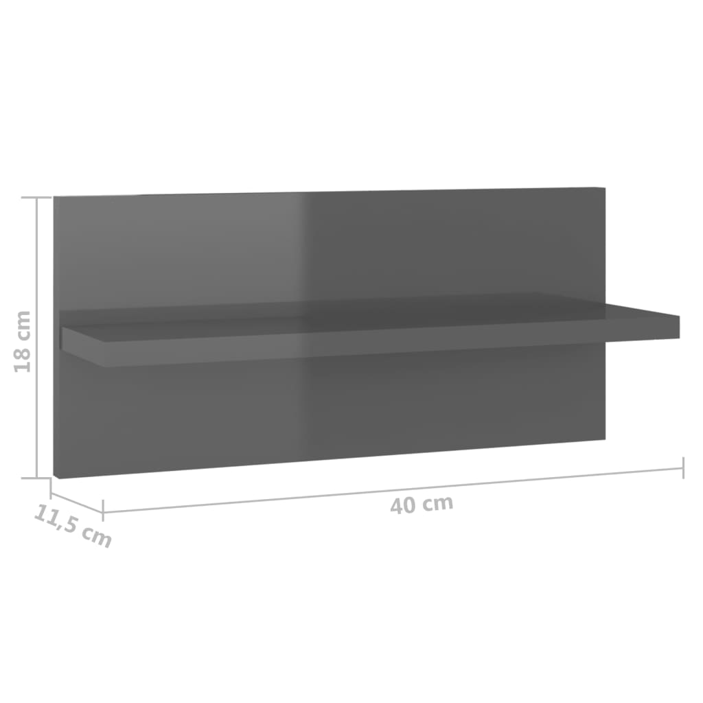 Wandregale 4 Stk. Hochglanz-Grau 40x11,5x18 cm - Pazzar.ch